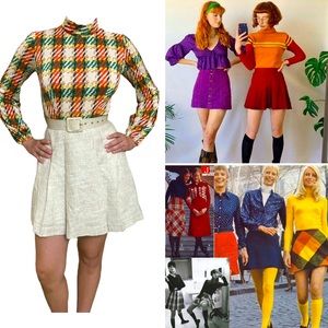 COSTUME | 1970s Green, Orange, Yellow Vintage Dress Small